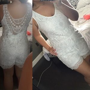 White Crochet Romper